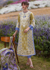 The Secret Garden By Mushq Hemline Spring Embroidered Lawn 3 Piece Unstitched Suit MQ24SGHSL D-4A MYSTICAL FERN
