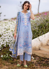 The Secret Garden By Mushq Hemline Spring Embroidered Lawn 3 Piece Unstitched Suit MQ24SGHSL D-8A MYOSOTIS