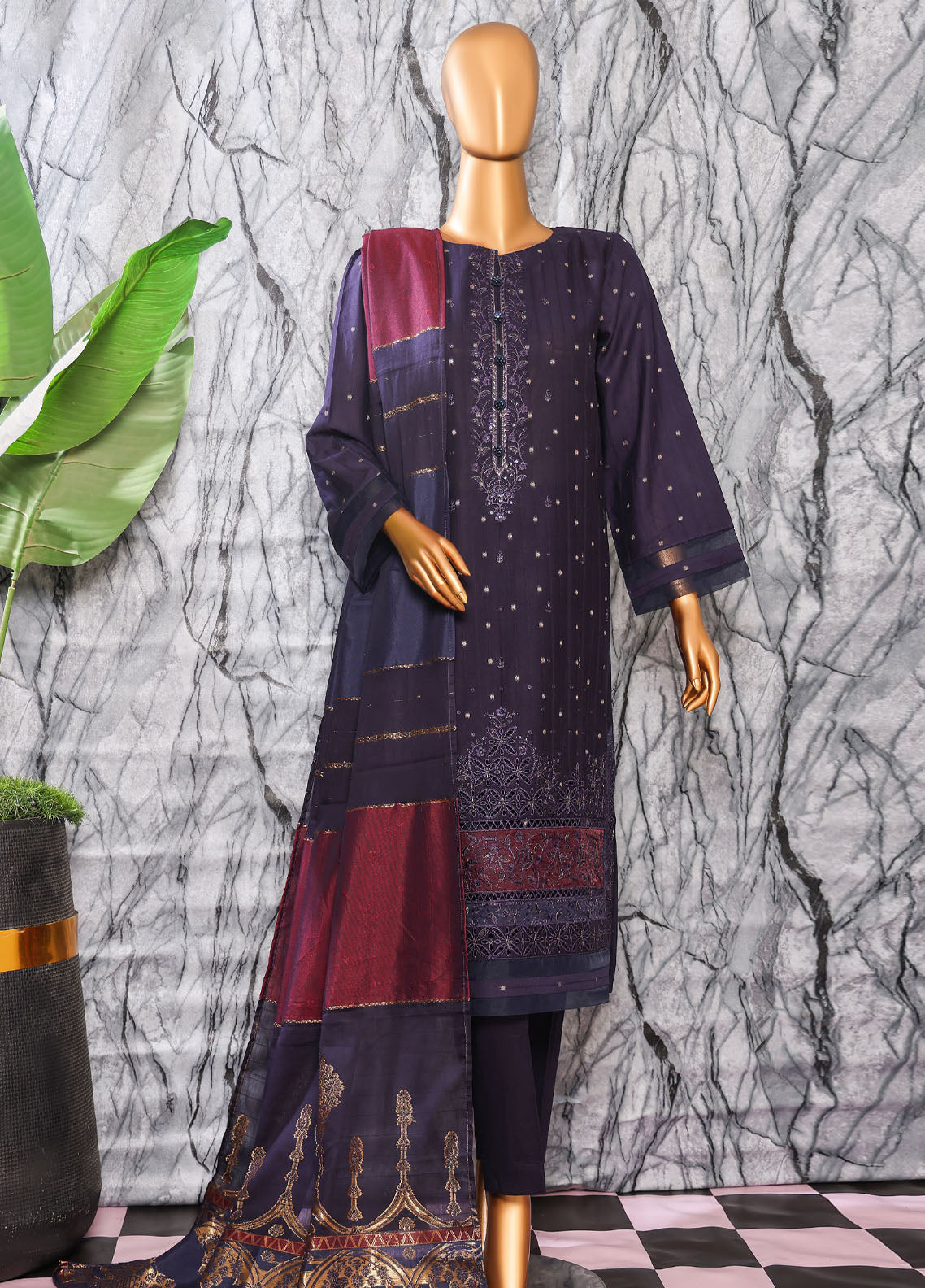 Turkish By HZ Textiles Embroidered Jacquard 3 Piece Unstitched Suit HZ25TJV2 D-TJE-103B Turkish By HZ Textiles Embroidered Jacquard 3 Piece Unstitched Suit HZ25TJV2 D-TJE-103B