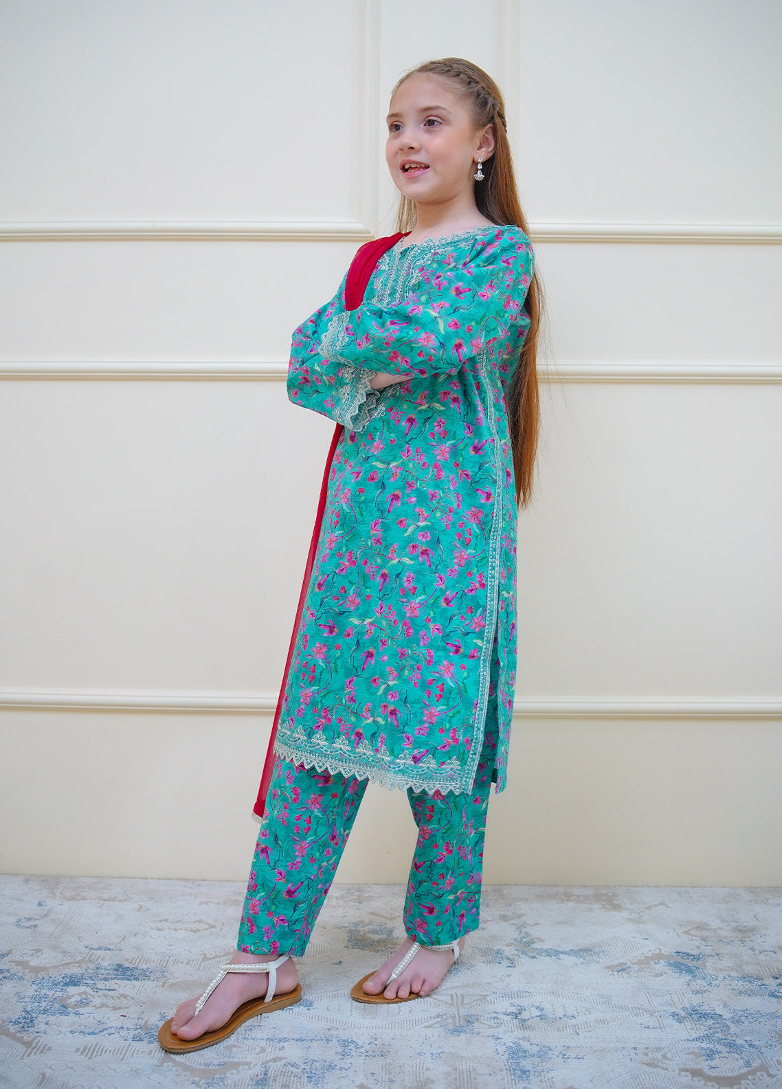 Twinkle Stitches By Shanzey Embroidered Lawn Suits Stitched 3 Piece For Girls S25TS SHK-4412 Twinkle Stitches By Shanzey Embroidered Lawn Suits Stitched 3 Piece For Girls S25TS SHK-4412