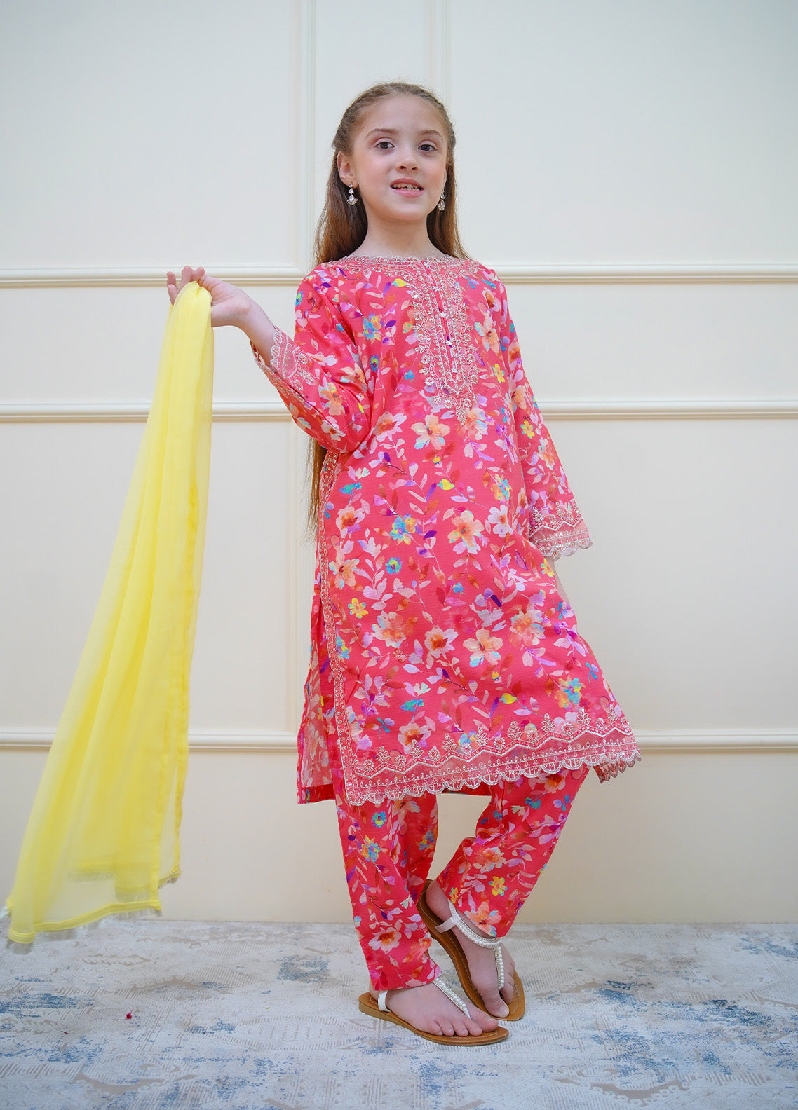 Twinkle Stitches By Shanzey Embroidered Lawn Suits Stitched 3 Piece For Girls S25TS SHK-4413 Twinkle Stitches By Shanzey Embroidered Lawn Suits Stitched 3 Piece For Girls S25TS SHK-4413