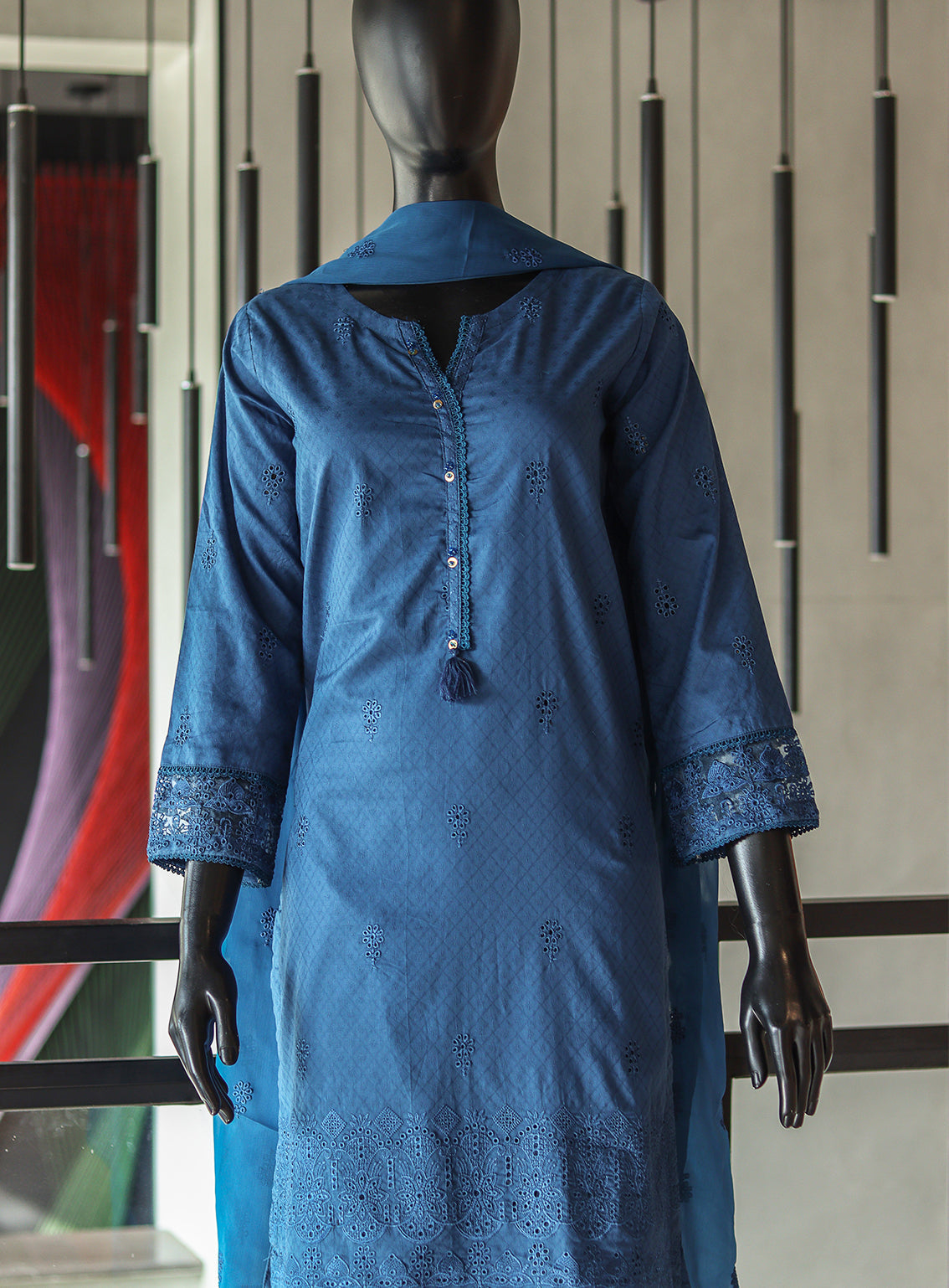 Usman Fabrics Fancy Embroidered Cotton Stitched 3 Piece Stitched Suit - US24FEL 1518 Usman Fabrics Fancy Embroidered Cotton Stitched 3 Piece Stitched Suit - US24FEL 1518