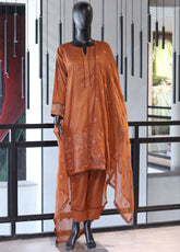 Usman Fabrics Fancy Embroidered Cotton Stitched 3 Piece Stitched Suit - US24FEL APMY-01MSD