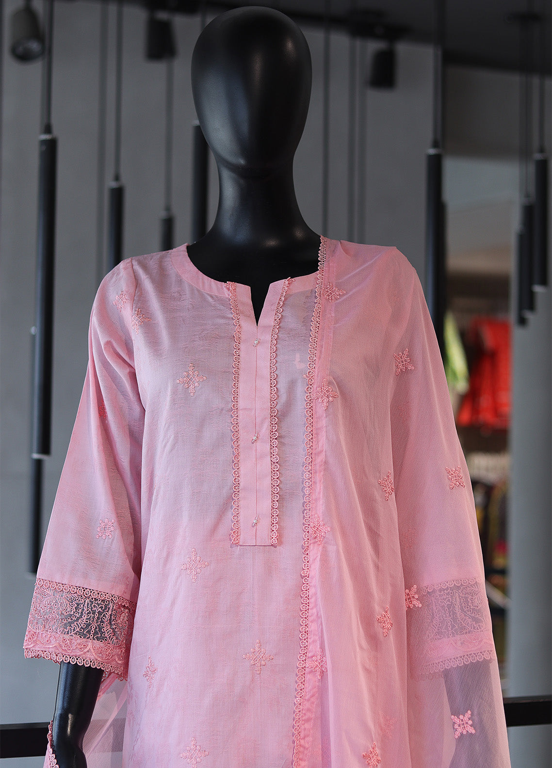 Usman Fabrics Fancy Embroidered Cotton Stitched 3 Piece Stitched Suit - US24FEL APMY-03PNK Usman Fabrics Fancy Embroidered Cotton Stitched 3 Piece Stitched Suit - US24FEL APMY-03PNK