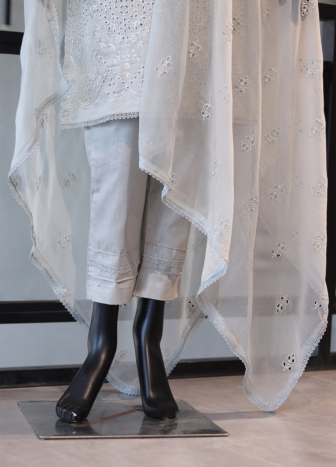 Usman Fabrics Fancy Embroidered Cotton Stitched 3 Piece Stitched Suit - US24FEL APMY-04MTGY Usman Fabrics Fancy Embroidered Cotton Stitched 3 Piece Stitched Suit - US24FEL APMY-04MTGY