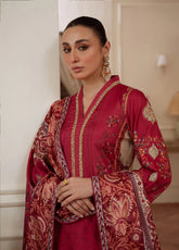 Veloure By Gulaal Embroidered Silk 3 Piece Unstitched Suit GL25VPS D-01 ROSEWOOD MAJESTY