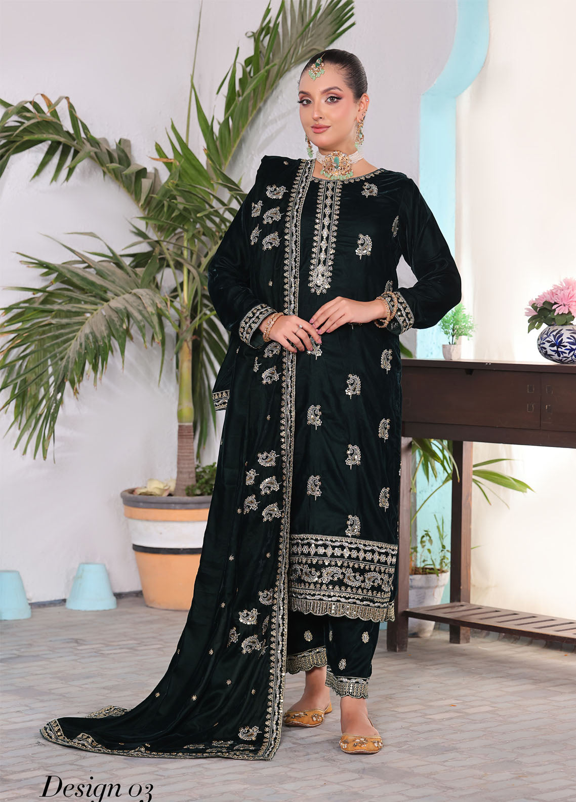 Velvety By Schick Embroidered Cut Dana Velvet 3 Piece Unstitched Suit SDH25VV1 D-CDE-03 Velvety By Schick Embroidered Cut Dana Velvet 3 Piece Unstitched Suit SDH25VV1 D-CDE-03