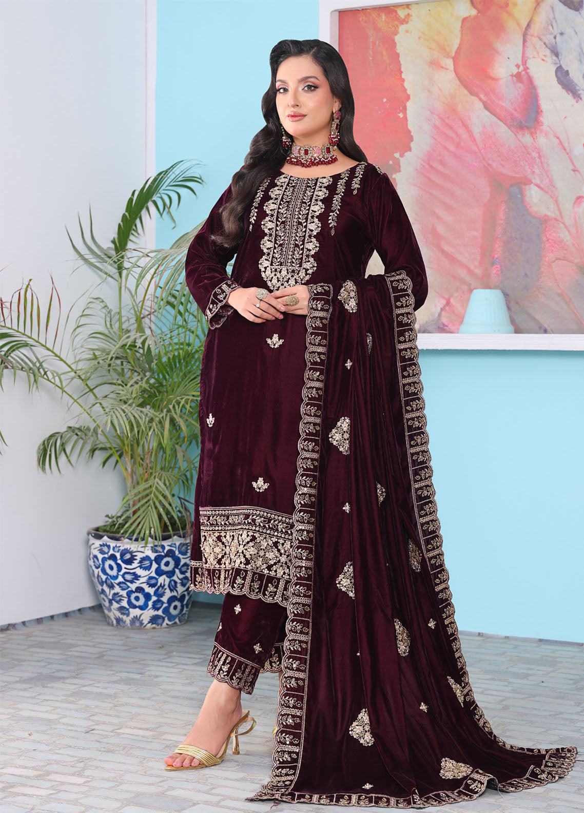 Velvety By Schick Embroidered Cut Dana Velvet 3 Piece Unstitched Suit SDH25VV2 D-CDE-01 Velvety By Schick Embroidered Cut Dana Velvet 3 Piece Unstitched Suit SDH25VV2 D-CDE-01