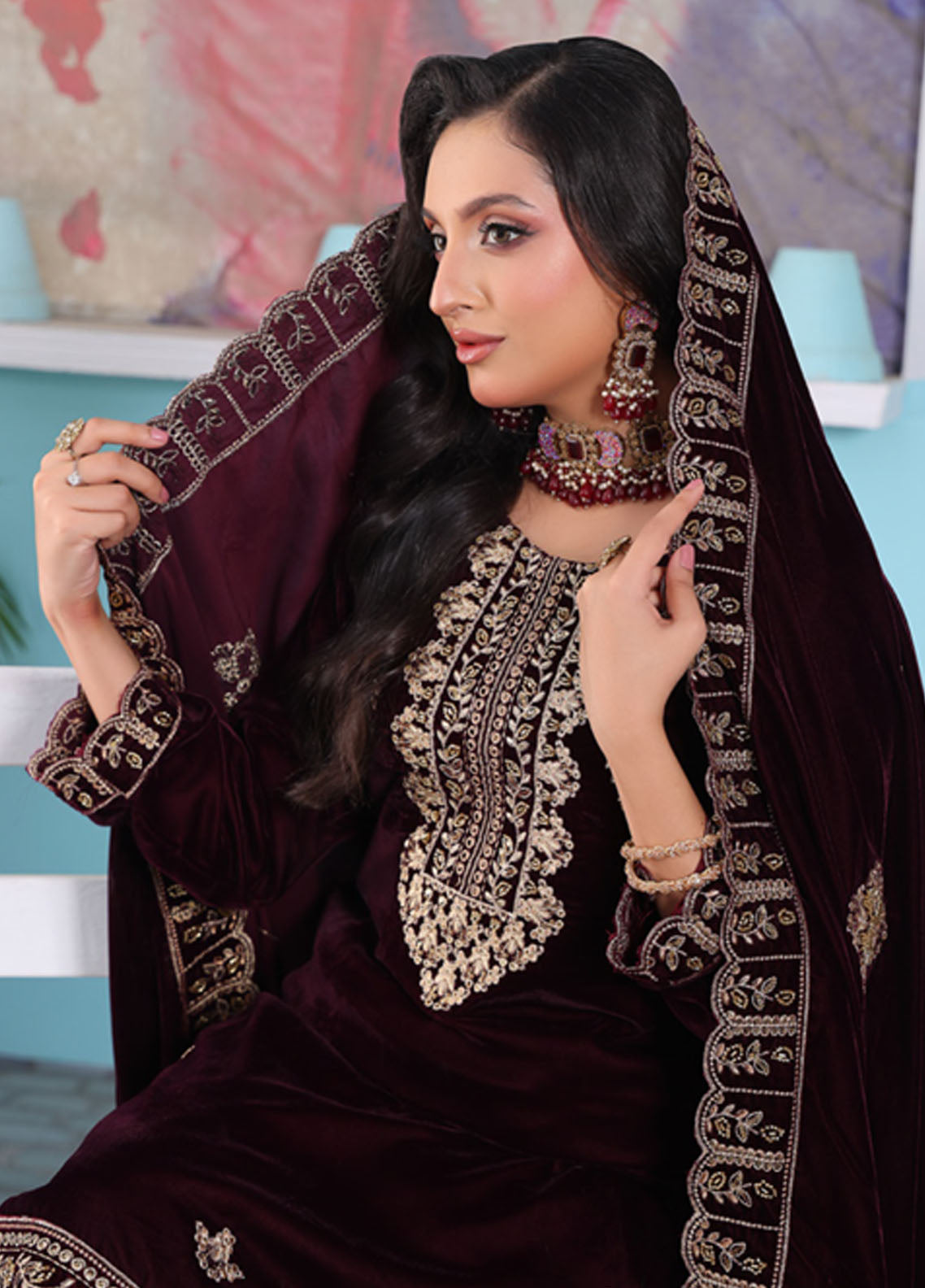 Velvety By Schick Embroidered Cut Dana Velvet 3 Piece Unstitched Suit SDH25VV2 D-CDE-01 Velvety By Schick Embroidered Cut Dana Velvet 3 Piece Unstitched Suit SDH25VV2 D-CDE-01