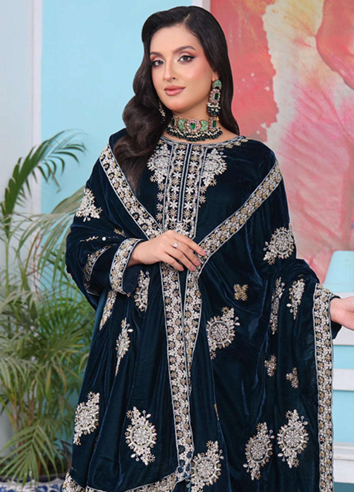 Velvety By Schick Embroidered Cut Dana Velvet 3 Piece Unstitched Suit SDH25VV2 D-CDE-02 Velvety By Schick Embroidered Cut Dana Velvet 3 Piece Unstitched Suit SDH25VV2 D-CDE-02