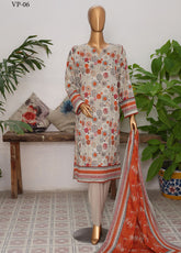 Vital Prints By HZ Textiles Slub Lawn 3 Piece Unstitched Suit HZ25VPSLD VP-06