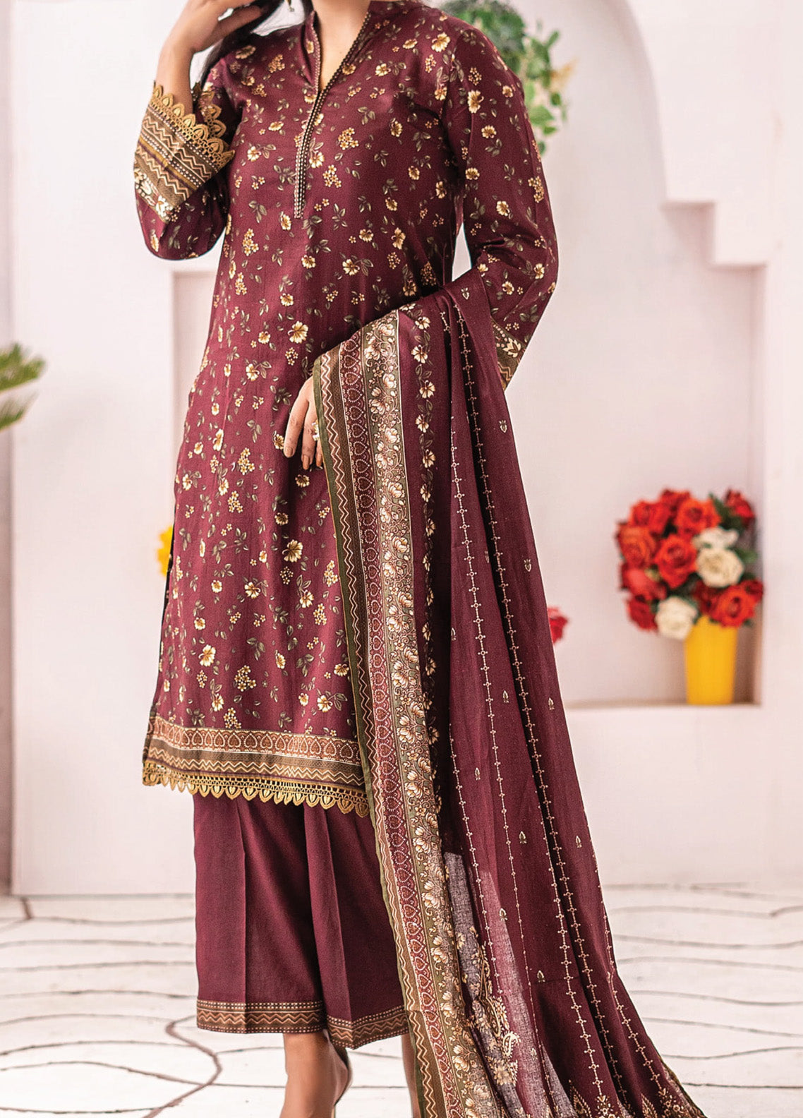 VS Textile Daman Printed Cambric 3 Piece Unstitched Suit VS24DV1 D-605-B VS Textile Daman Printed Cambric 3 Piece Unstitched Suit VS24DV1 D-605-B