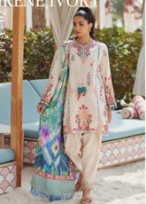 WES By Farah Talib Aziz Embroidered Jacquard 3 Piece Unstitched Suit FTA25WL D-02 IRENE IVORY
