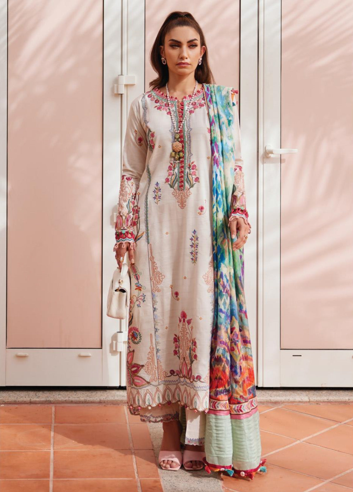 WES By Farah Talib Aziz Embroidered Jacquard 3 Piece Unstitched Suit FTA25WL D-02 IRENE IVORY WES By Farah Talib Aziz Embroidered Jacquard 3 Piece Unstitched Suit FTA25WL D-02 IRENE IVORY