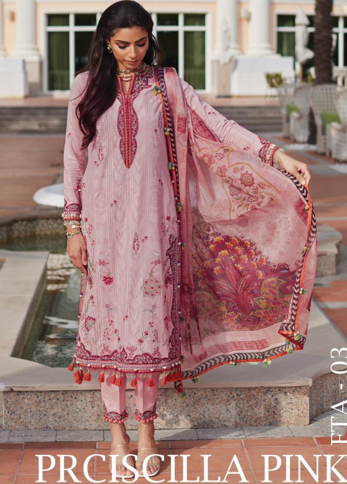 WES By Farah Talib Aziz Embroidered Jacquard 3 Piece Unstitched Suit FTA25WL D-03 PRCISCILLA PINK WES By Farah Talib Aziz Embroidered Jacquard 3 Piece Unstitched Suit FTA25WL D-03 PRCISCILLA PINK