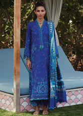 WES By Farah Talib Aziz Embroidered Jacquard 3 Piece Unstitched Suit FTA25WL D-06 BERYL DEEP BLUE