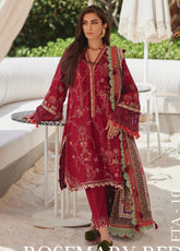 WES By Farah Talib Aziz Embroidered Jacquard 3 Piece Unstitched Suit FTA25WL D-10 ROSEMARY RED
