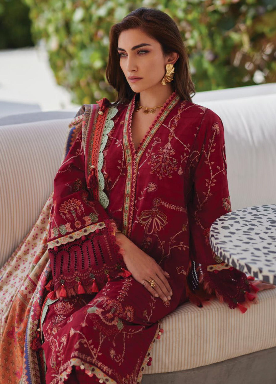 WES By Farah Talib Aziz Embroidered Jacquard 3 Piece Unstitched Suit FTA25WL D-10 ROSEMARY RED WES By Farah Talib Aziz Embroidered Jacquard 3 Piece Unstitched Suit FTA25WL D-10 ROSEMARY RED
