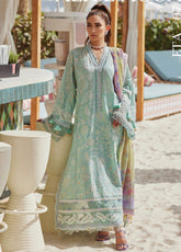 WES By Farah Talib Aziz Embroidered Lawn 3 Piece Unstitched Suit FTA25WL D-07 ALICE AQUA