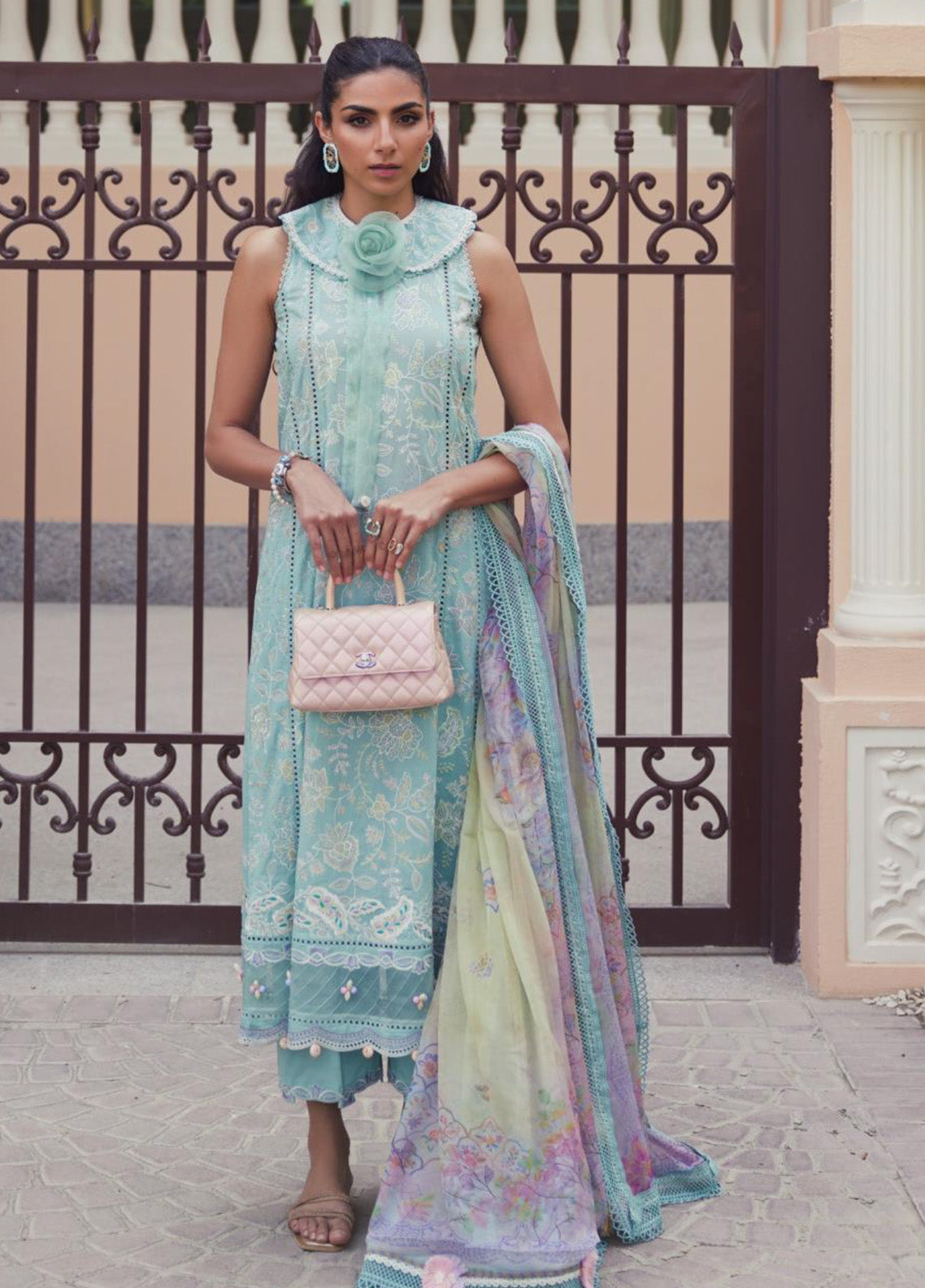 WES By Farah Talib Aziz Embroidered Lawn 3 Piece Unstitched Suit FTA25WL D-07 ALICE AQUA WES By Farah Talib Aziz Embroidered Lawn 3 Piece Unstitched Suit FTA25WL D-07 ALICE AQUA