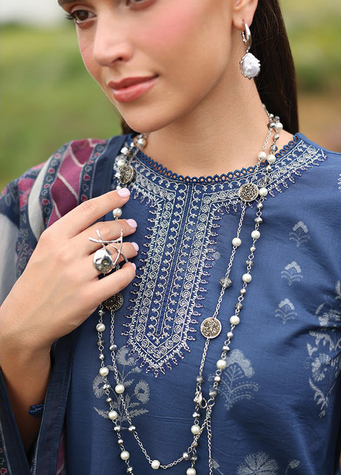 Xenia Luxury Embroidered Lawn 3 Piece Unstitched Suit XE25LL D-XF-973 BLUETTE Xenia Luxury Embroidered Lawn 3 Piece Unstitched Suit XE25LL D-XF-973 BLUETTE