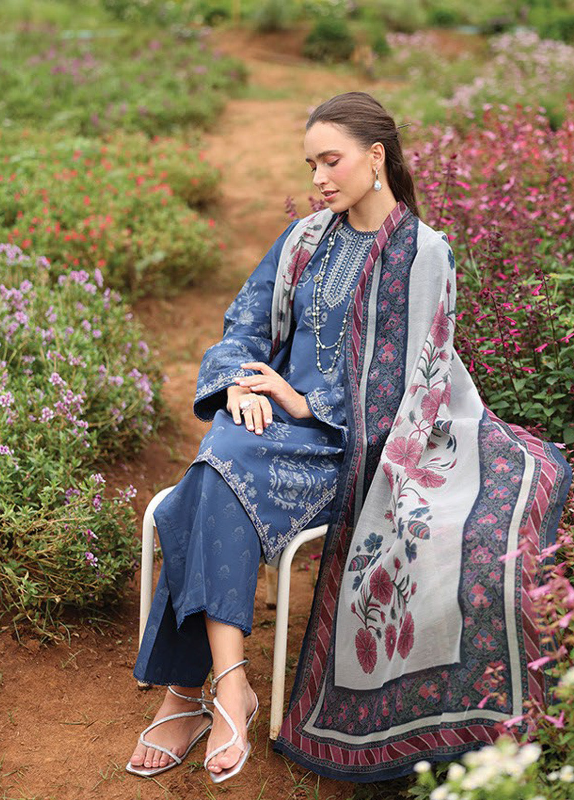 Xenia Luxury Embroidered Lawn 3 Piece Unstitched Suit XE25LL D-XF-973 BLUETTE Xenia Luxury Embroidered Lawn 3 Piece Unstitched Suit XE25LL D-XF-973 BLUETTE