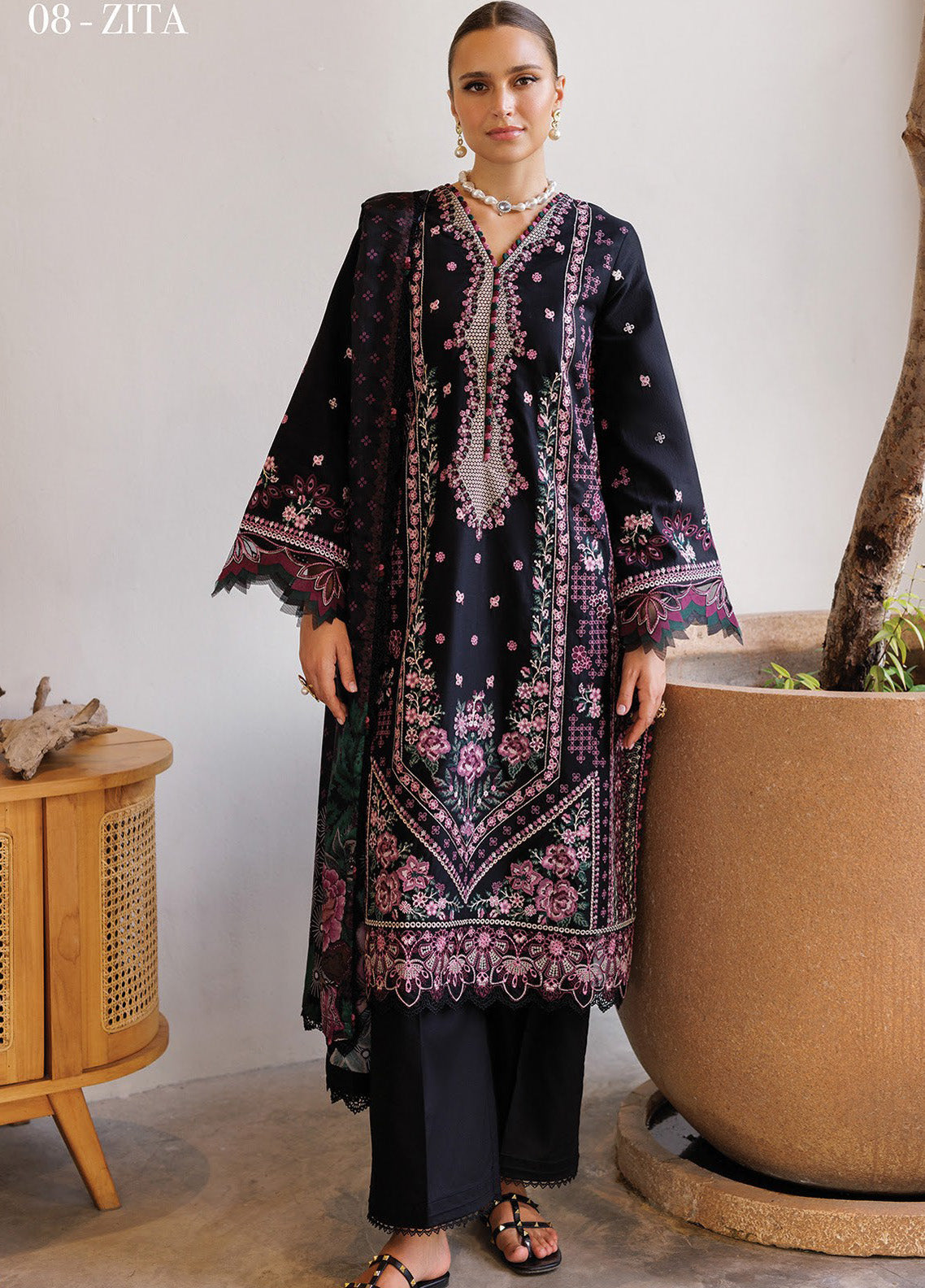 Xenia Luxury Embroidered Lawn 3 Piece Unstitched Suit ZE25LL D-08 ZITA Xenia Luxury Embroidered Lawn 3 Piece Unstitched Suit ZE25LL D-08 ZITA