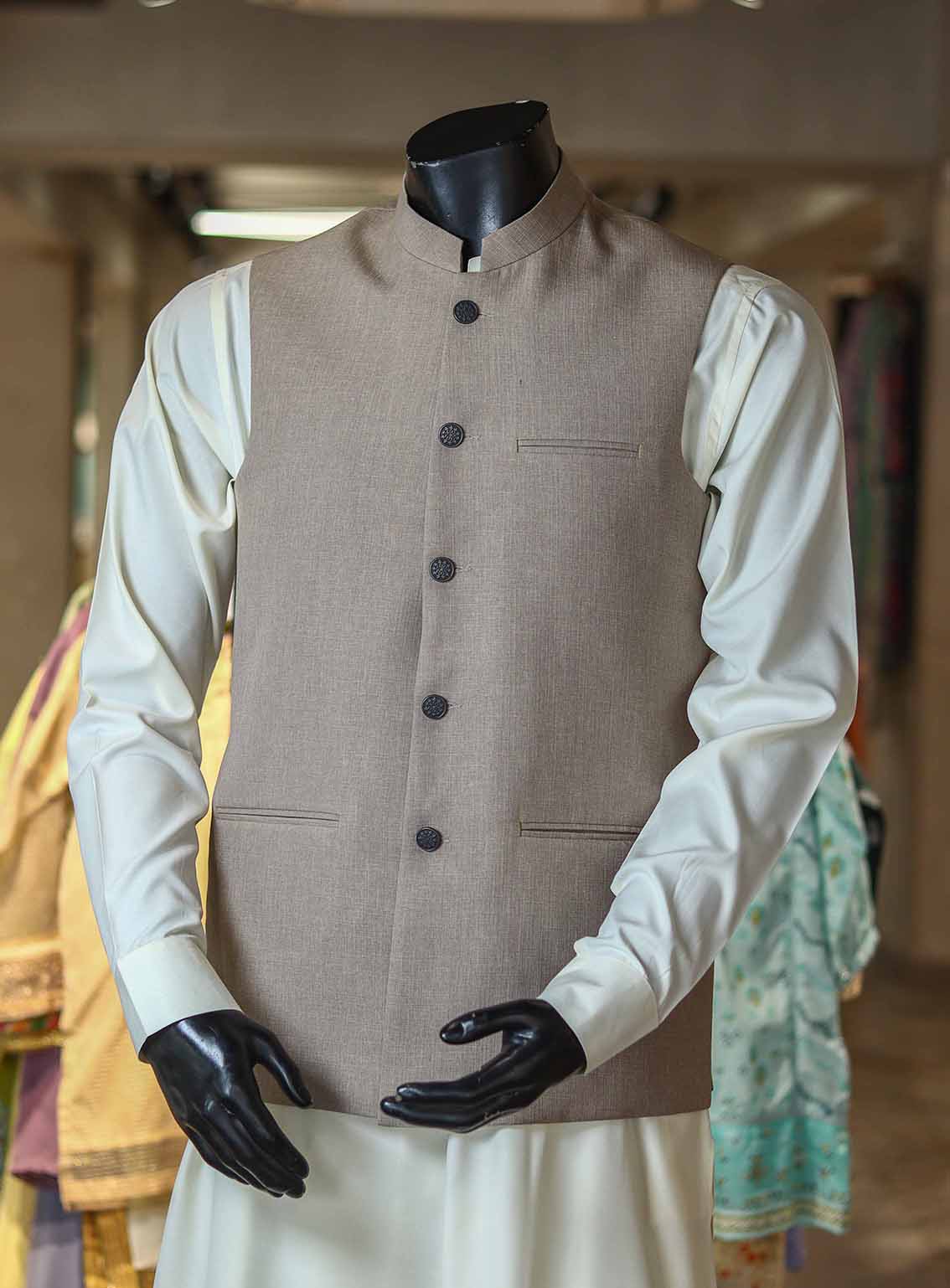 Xiang Yue By Sami Saeed Polyester Stitched Waistcoat SS25XY D-1178-LTBN Xiang Yue By Sami Saeed Polyester Stitched Waistcoat SS25XY D-1178-LTBN