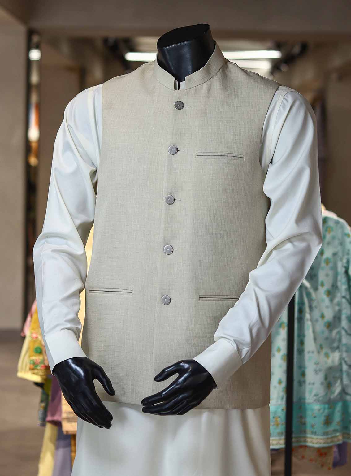 Xiang Yue By Sami Saeed Polyester Stitched Waistcoat SS25XY D-1178-LTBN Xiang Yue By Sami Saeed Polyester Stitched Waistcoat SS25XY D-1178-LTBN