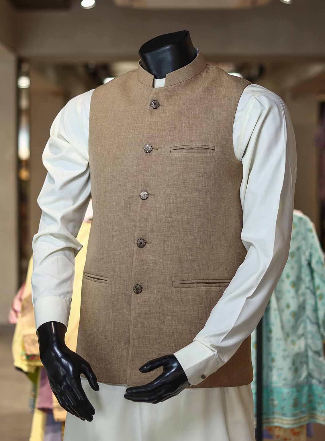 Xiang Yue By Sami Saeed Polyester Stitched Waistcoat SS25XY D-1178-LTBN Xiang Yue By Sami Saeed Polyester Stitched Waistcoat SS25XY D-1178-LTBN