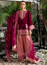 Zainab Chottani Embroidered Velvet 3 Piece Unstitched Suit ZC25LV D-RUBI