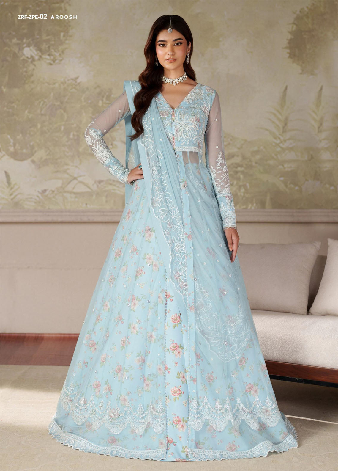 Zaneera By Zarif Embroidered Net 3 Piece Unstitched Suit ZF25ZPE D-ZPE-02 AROOSH Zaneera By Zarif Embroidered Net 3 Piece Unstitched Suit ZF25ZPE D-ZPE-02 AROOSH