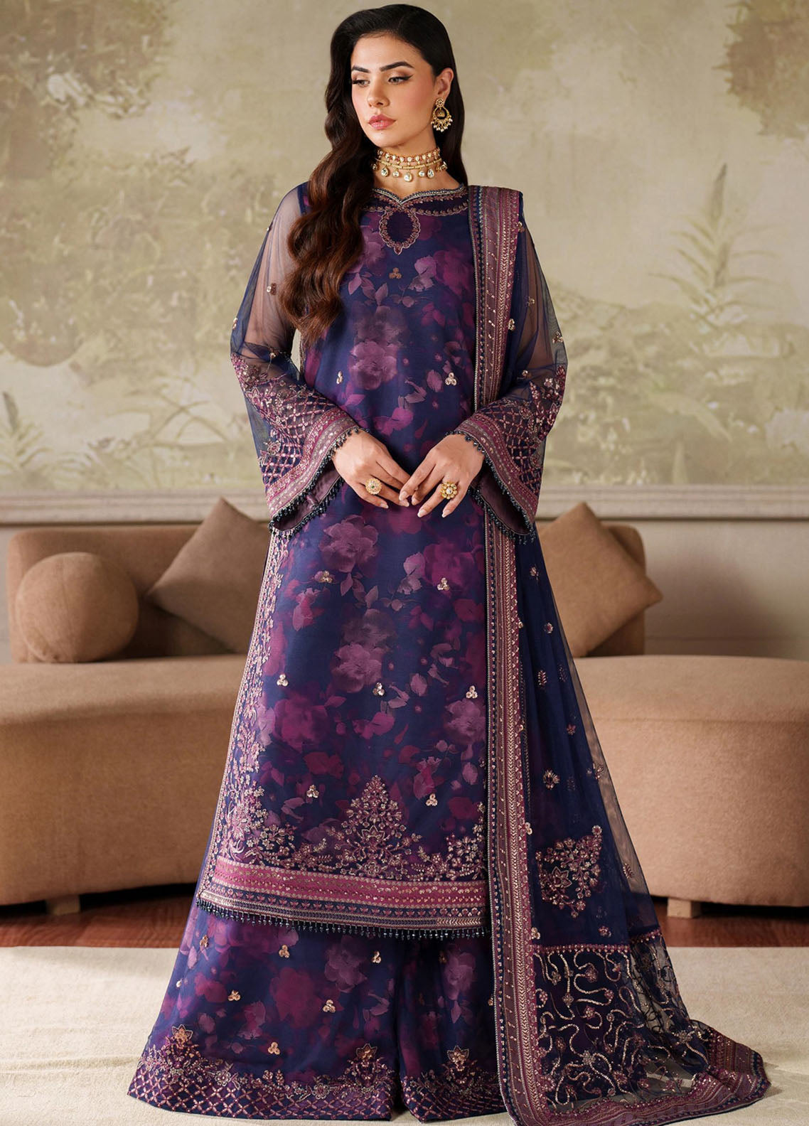 Zaneera By Zarif Embroidered Net 3 Piece Unstitched Suit ZF25ZPE D-ZPE-03 ASRA Zaneera By Zarif Embroidered Net 3 Piece Unstitched Suit ZF25ZPE D-ZPE-03 ASRA