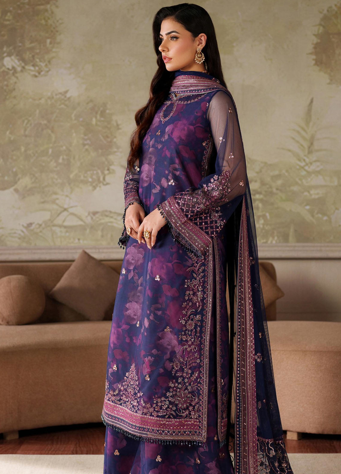 Zaneera By Zarif Embroidered Net 3 Piece Unstitched Suit ZF25ZPE D-ZPE-03 ASRA Zaneera By Zarif Embroidered Net 3 Piece Unstitched Suit ZF25ZPE D-ZPE-03 ASRA