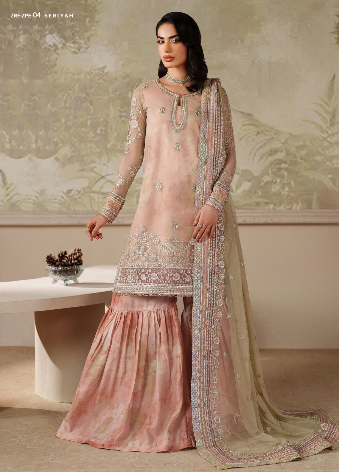 Zaneera By Zarif Embroidered Net 3 Piece Unstitched Suit ZF25ZPE D-ZPE-04 SERIYAH Zaneera By Zarif Embroidered Net 3 Piece Unstitched Suit ZF25ZPE D-ZPE-04 SERIYAH