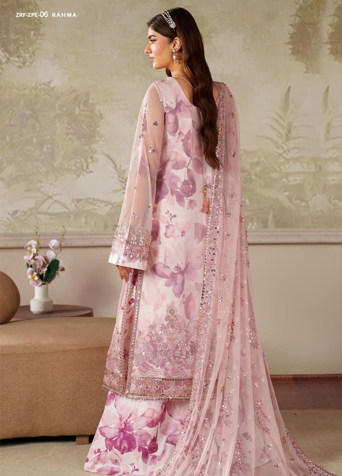 Zaneera By Zarif Embroidered Net 3 Piece Unstitched Suit ZF25ZPE D-ZPE-06 RAHMA Zaneera By Zarif Embroidered Net 3 Piece Unstitched Suit ZF25ZPE D-ZPE-06 RAHMA