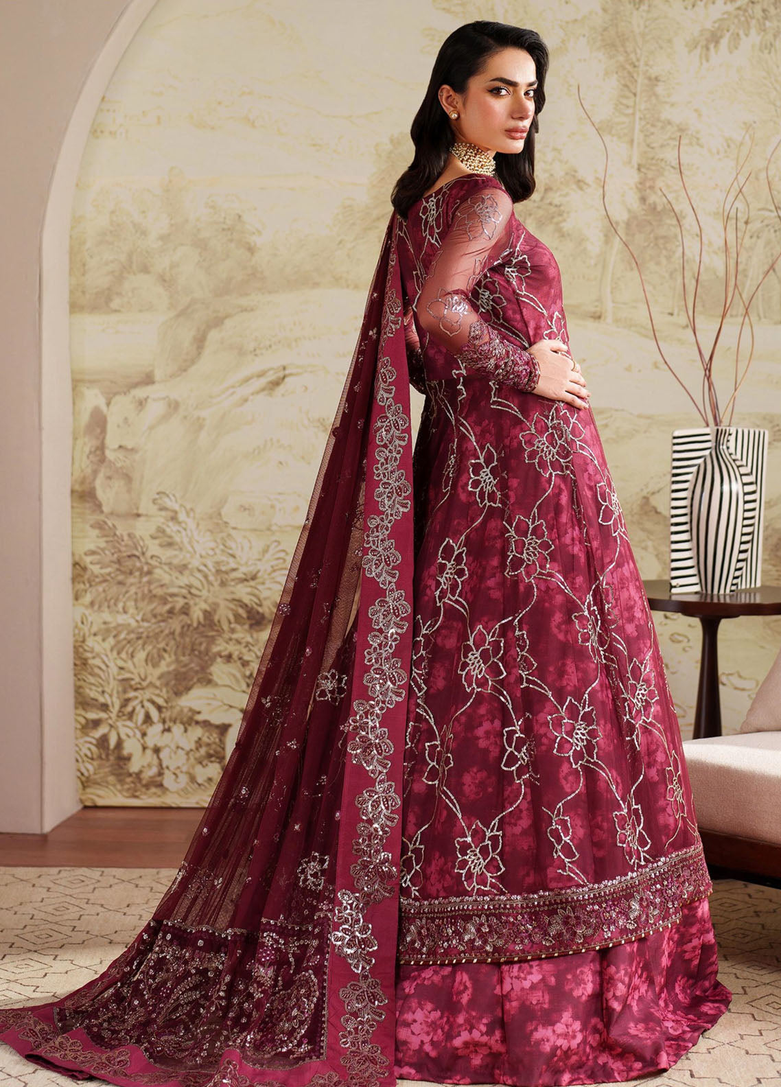 Zaneera By Zarif Embroidered Net 3 Piece Unstitched Suit ZF25ZPE D-ZPE-07 FALEK Zaneera By Zarif Embroidered Net 3 Piece Unstitched Suit ZF25ZPE D-ZPE-07 FALEK