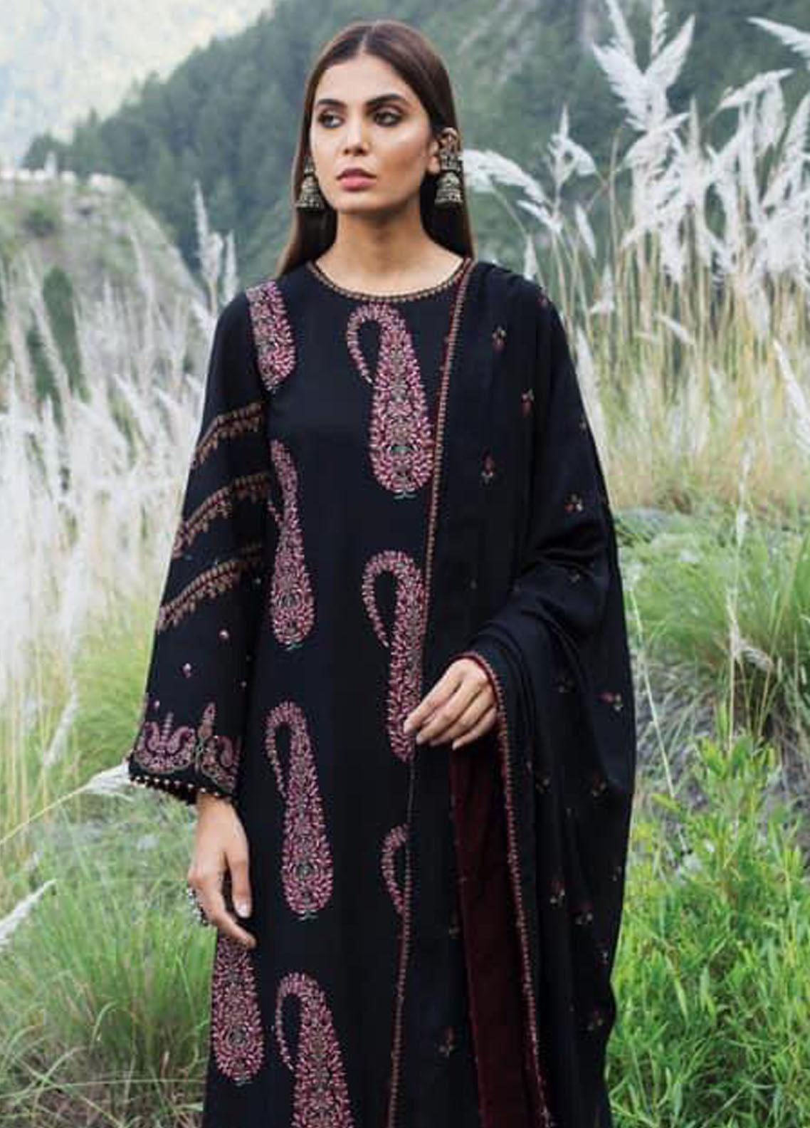 Zara Shahjahan Embroidered Cotton Satin 3 Piece Unstitched Suit ZS21W KISWA Zara Shahjahan Embroidered Cotton Satin 3 Piece Unstitched Suit ZS21W KISWA