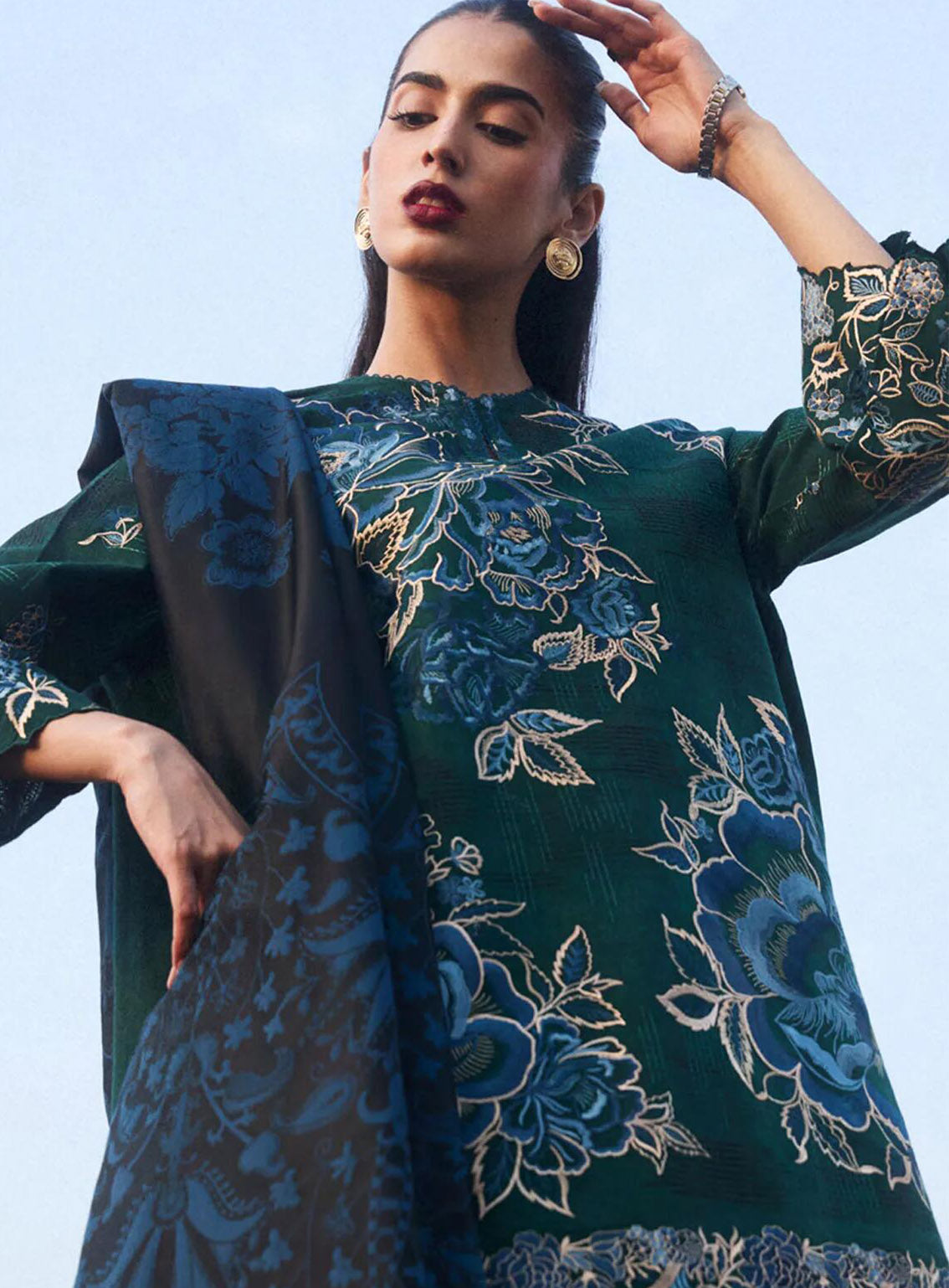 Zara Shahjahan Embroidered Khaddar 3 Piece Unstitched Suit ZS24UW D-07 MINA Zara Shahjahan Embroidered Khaddar 3 Piece Unstitched Suit ZS24UW D-07 MINA