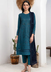 Zarif Eid Lawn Embroidered & Printed Edit 3 Piece Unstitched Suit ZF24ELEPE D-07 MARINA