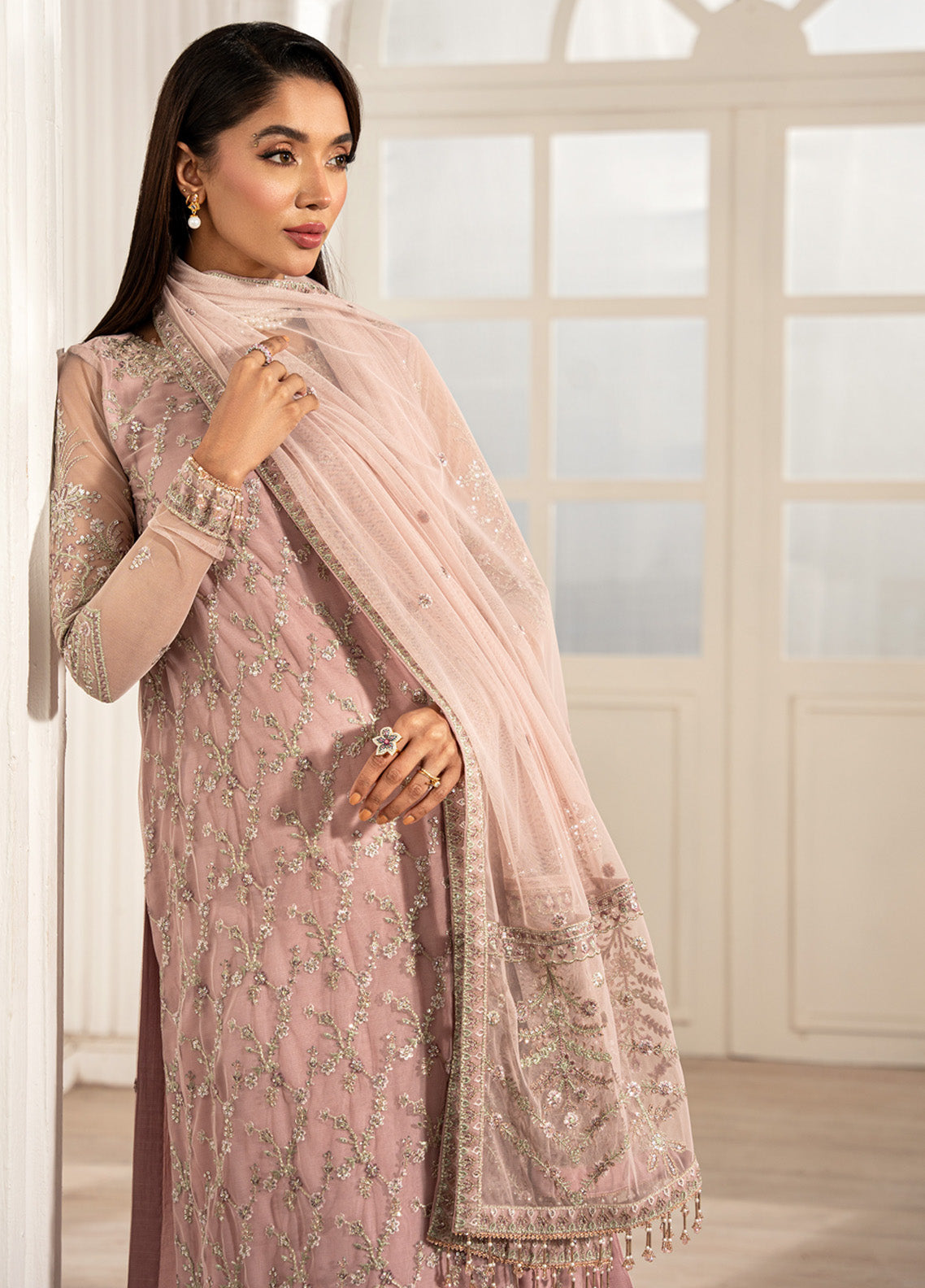 Zarif Embroidered Net 3 Piece Unstitched Suit ZF24FE ZFE-03 VIVIAN Zarif Embroidered Net 3 Piece Unstitched Suit ZF24FE ZFE-03 VIVIAN