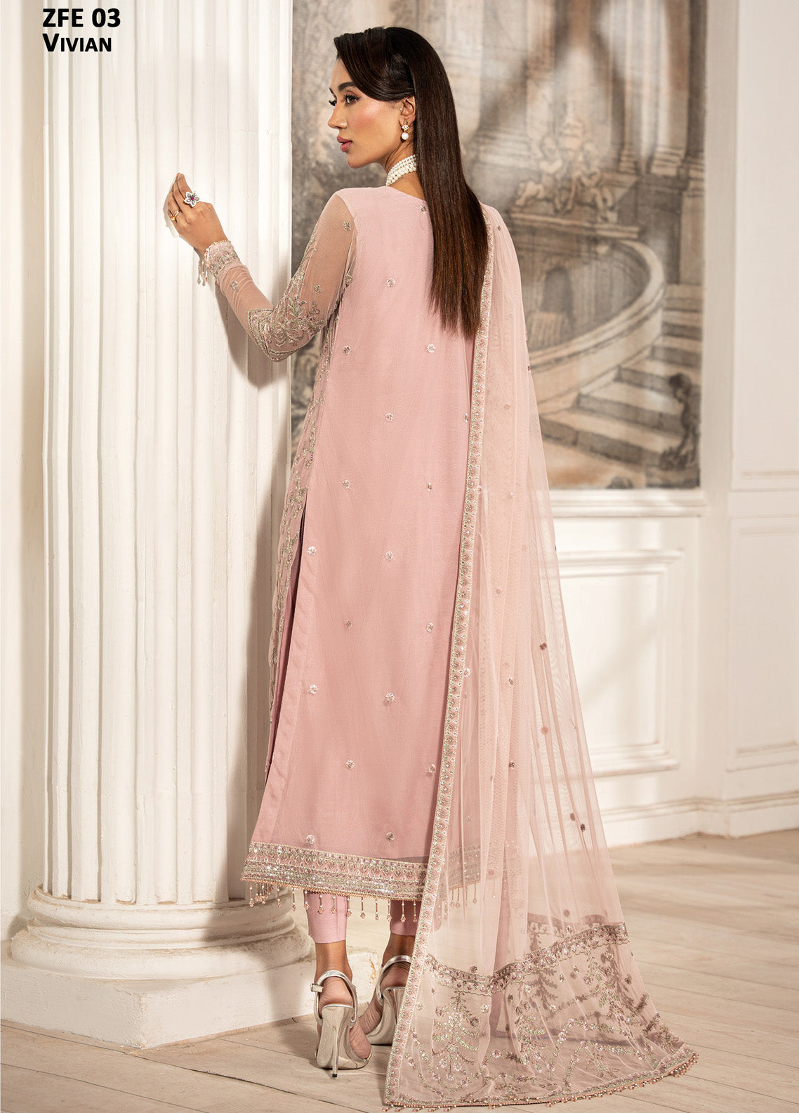 Zarif Embroidered Net 3 Piece Unstitched Suit ZF24FE ZFE-03 VIVIAN Zarif Embroidered Net 3 Piece Unstitched Suit ZF24FE ZFE-03 VIVIAN