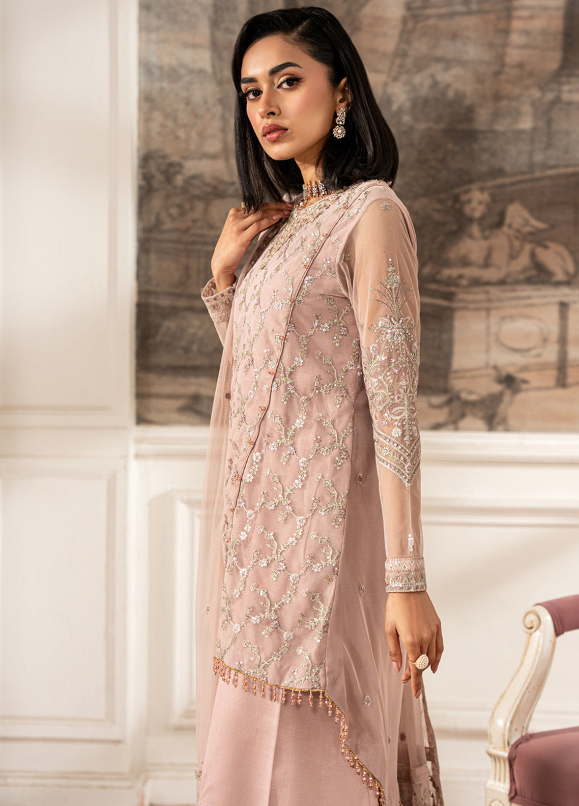 Zarif Embroidered Net 3 Piece Unstitched Suit ZF24FE ZFE-03 VIVIAN Zarif Embroidered Net 3 Piece Unstitched Suit ZF24FE ZFE-03 VIVIAN