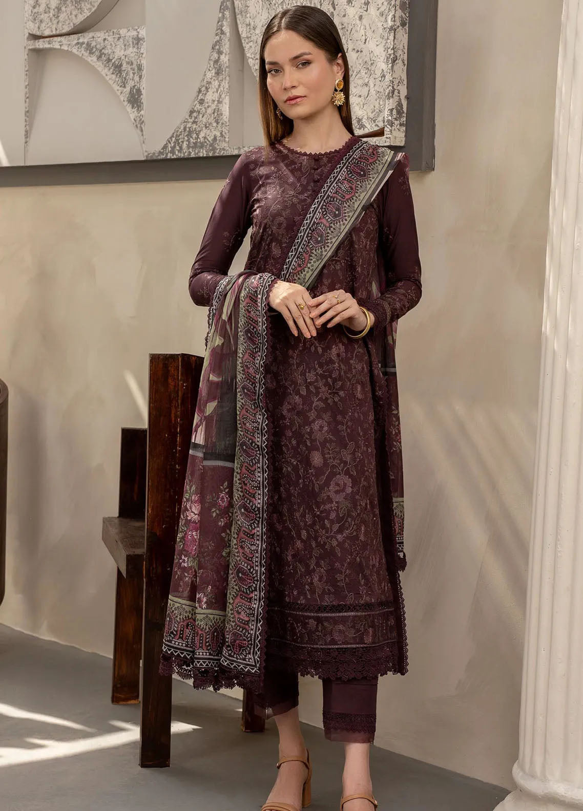 Zarif Festive Embroidered Lawn 3 Piece Unstitched Suit ZF24F ZFL-05 MIRAAL Zarif Festive Embroidered Lawn 3 Piece Unstitched Suit ZF24F ZFL-05 MIRAAL