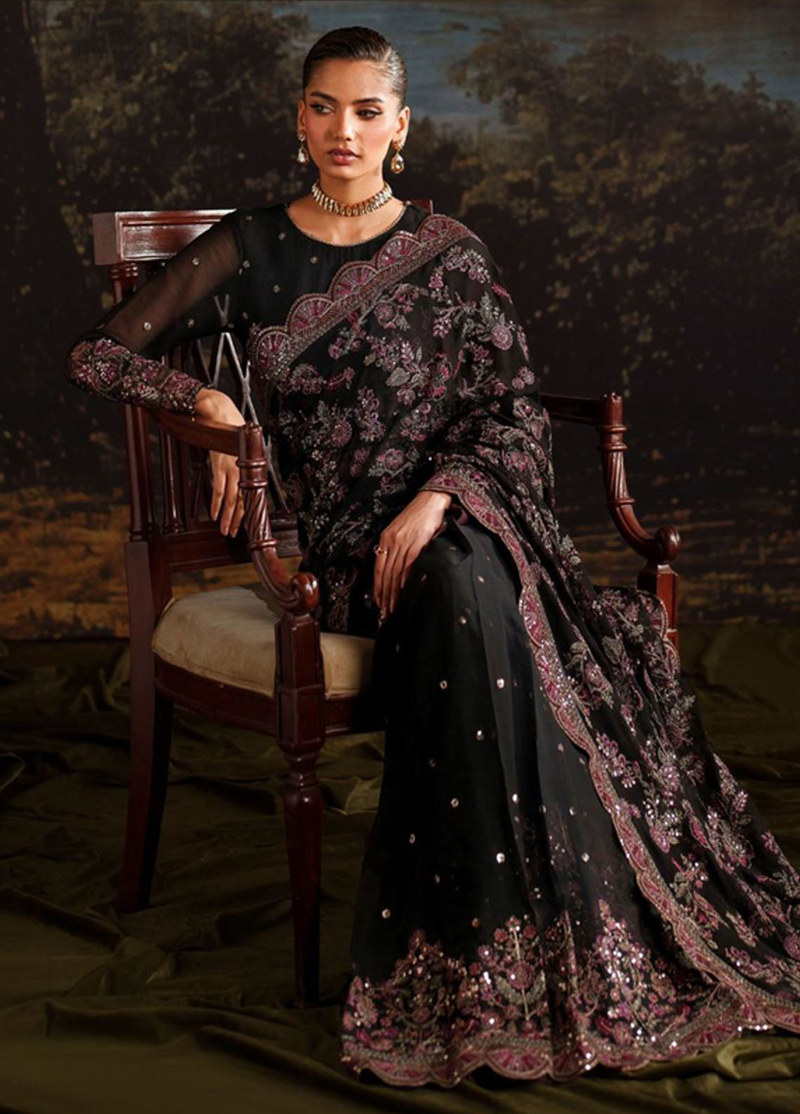 Zarif Premium Embroidered Chiffon 3 Piece Unstitched Suit ZF25SFE D-PRC-04 VICTORIA Zarif Premium Embroidered Chiffon 3 Piece Unstitched Suit ZF25SFE D-PRC-04 VICTORIA