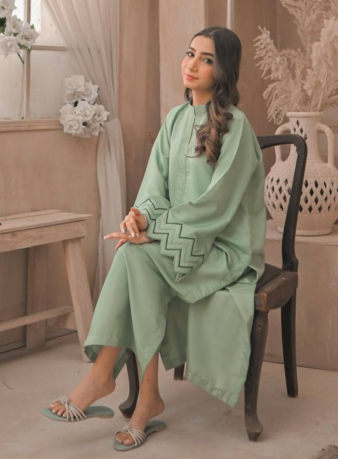 Zauk Embroidered Raw Silk 2 Piece Stitched Suit ZK24RTW D-APPLE GREEN Zauk Embroidered Raw Silk 2 Piece Stitched Suit ZK24RTW D-APPLE GREEN