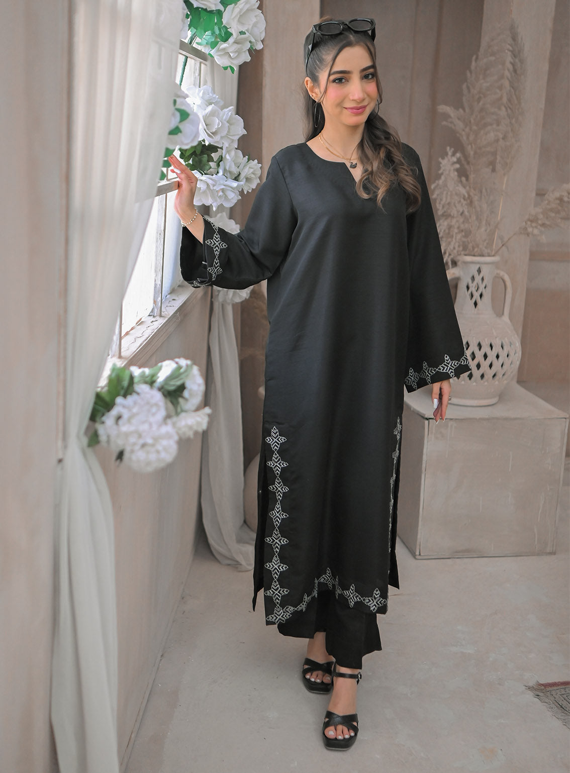 Zauk Embroidered Raw Silk 2 Piece Stitched Suit ZK24RTW D-SMOKY BLACK Zauk Embroidered Raw Silk 2 Piece Stitched Suit ZK24RTW D-SMOKY BLACK
