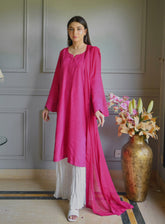 Zauk Embroidered Raw Silk 3 Piece Stitched Suit ZK24RTW D-FLORA