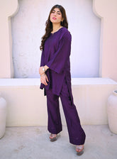 Zauk Printed Khaddi Cotton 2 Piece Stitched Suit ZK24RTW D-DEEP VIOLET