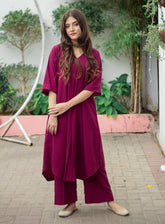 Zauk Printed Malai Georgette 2 Piece Stitched Suit ZK24RTW D-MAGENTA